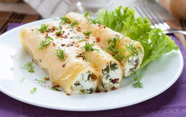 Pasta rellena de crema de tofu y nueces